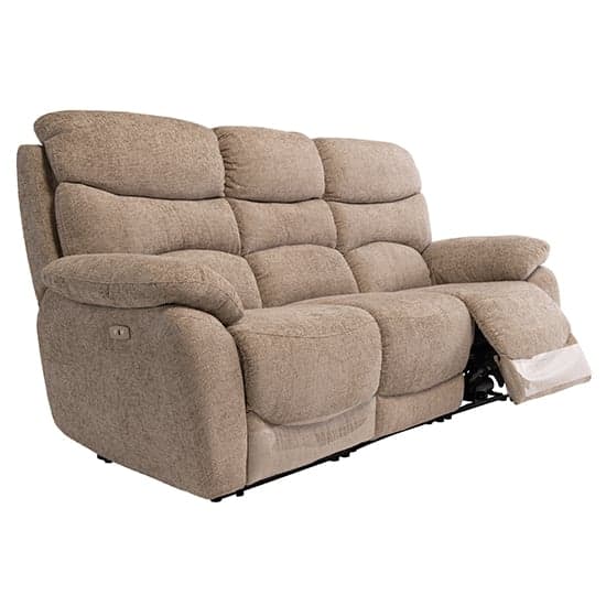 Leda Fabric Electric Recliner 3 Seater Sofa With USB In Sand_2