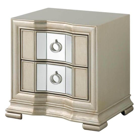 Leeds Mirrored Bedside Cabinet With 2 Drawers In Champagne_2