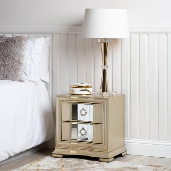 Leeds Mirrored Bedside Cabinet With 2 Drawers In Champagne_8