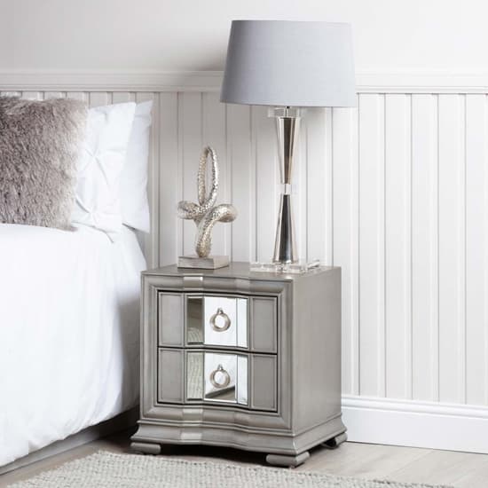 Leeds Mirrored Bedside Cabinet With 2 Drawers In Grey_6