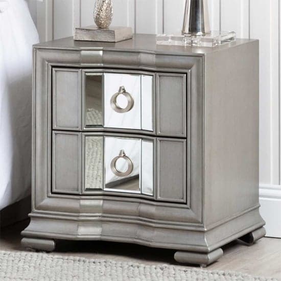 Leeds Mirrored Bedside Cabinet With 2 Drawers In Grey_1