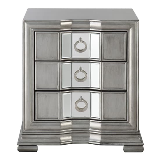Leeds Mirrored Bedside Cabinet With 3 Drawers In Grey_2