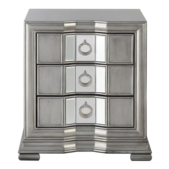 Leeds Mirrored Bedside With 3 Drawers In Grey Furniture in Fashion