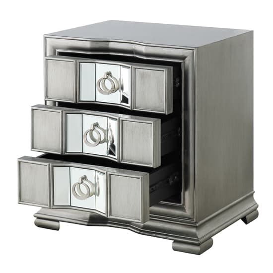 Leeds Mirrored Bedside Cabinet With 3 Drawers In Grey_3