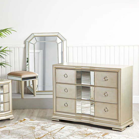 Leeds Mirrored Chest Of 3 Drawers In Champagne_7