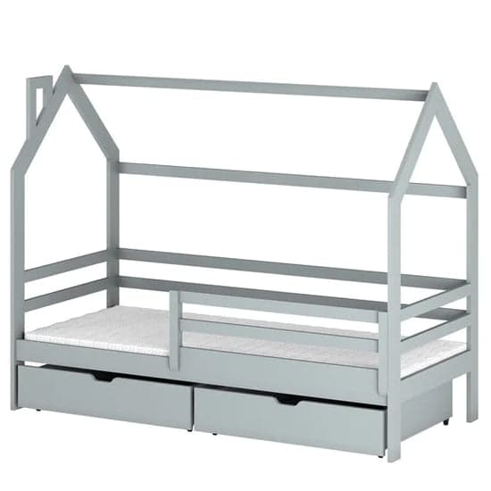 Leeds Storage Wooden Single Bed In Grey With Bonnell Mattress_2
