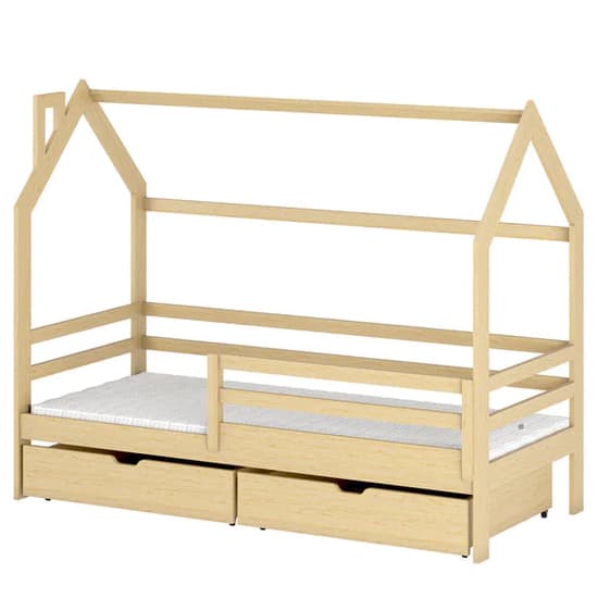 Leeds Storage Wooden Single Bed In Pine With Foam Mattress_2