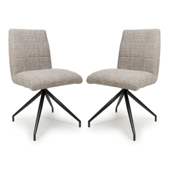 Legain Oatmeal Tweed Fabric Dining Chairs In Pair_1