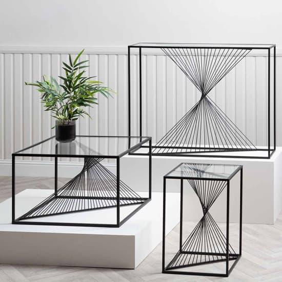 Lehi Clear Glass Top Coffee Table With Black Metal Frame Furniture in