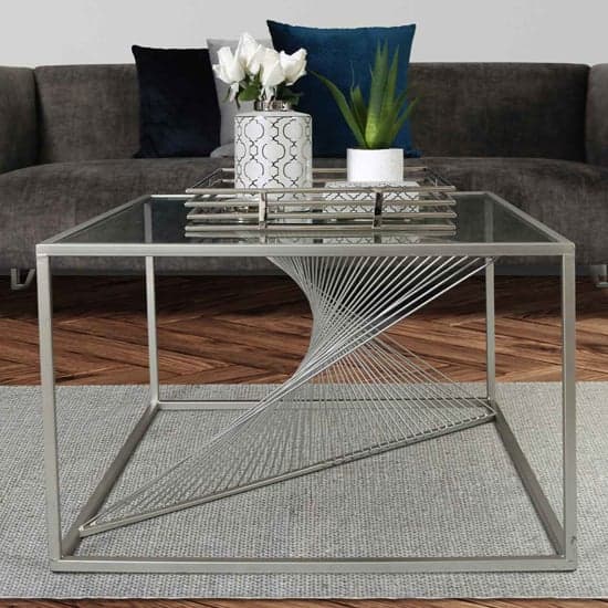 Lehi Clear Glass Top Coffee Table With Silver Metal Frame_1