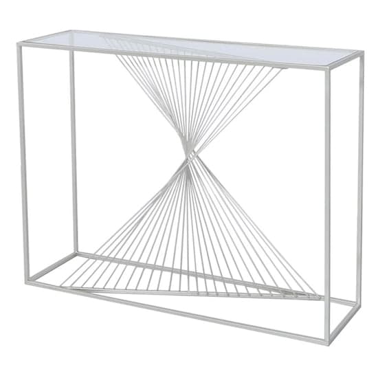 Lehi Clear Glass Top Console Table With Silver Metal Frame_2
