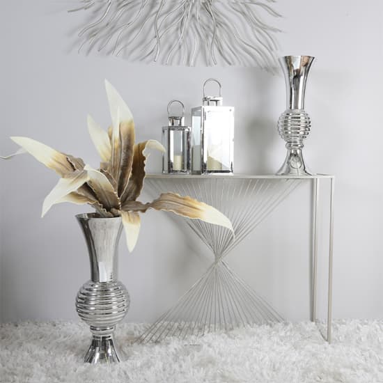 Lehi Clear Glass Top Console Table With Silver Metal Frame_4