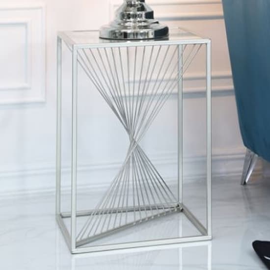Lehi Clear Glass Top End Table With Silver Metal Frame_1