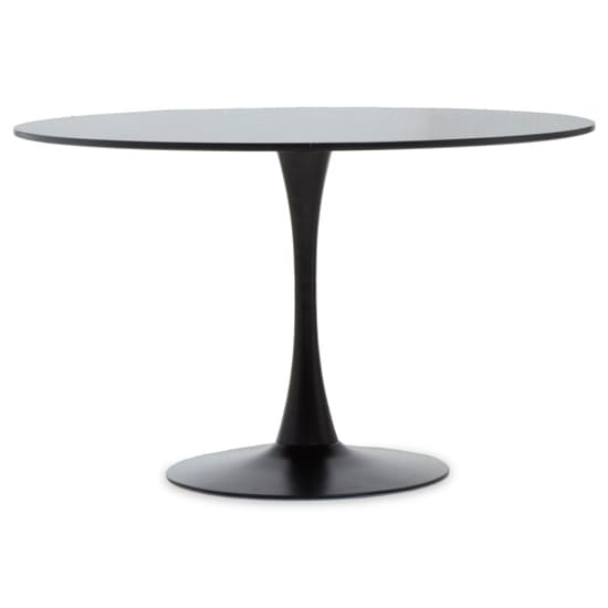 Leila 120cm Wooden Top Dining Table With Metal Base In Black