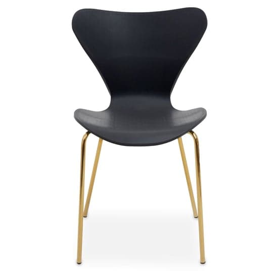 Leila Plastic Dining Chair With Gold Metal legs In Black_2