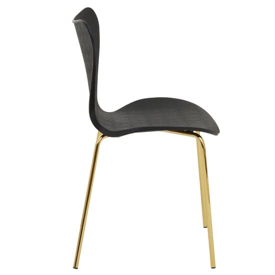 Leila Plastic Dining Chair With Gold Metal legs In Black_3