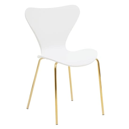 Leila Plastic Dining Chair With Gold Metal legs In White_1