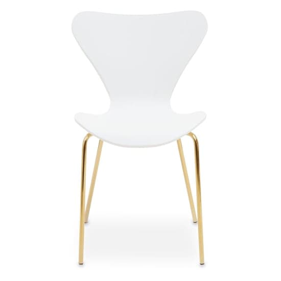 Leila White Plastic Dining Chairs With Gold Metal legs In A Pair_2