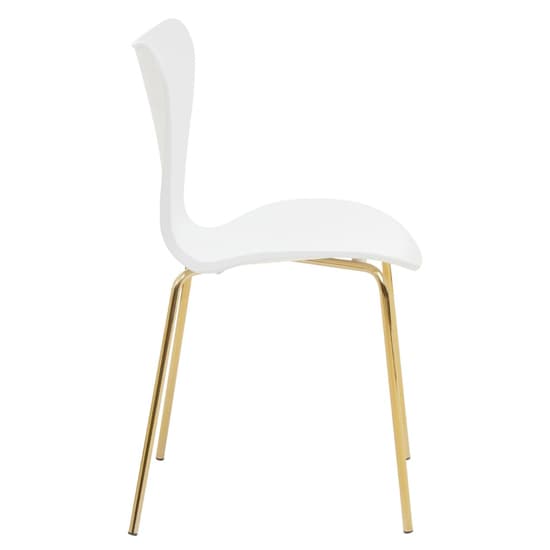 Leila White Plastic Dining Chairs With Gold Metal legs In A Pair_3