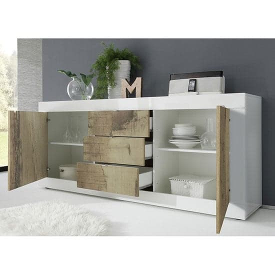 Taylor Wooden Sideboard In White High Gloss And Pero_2