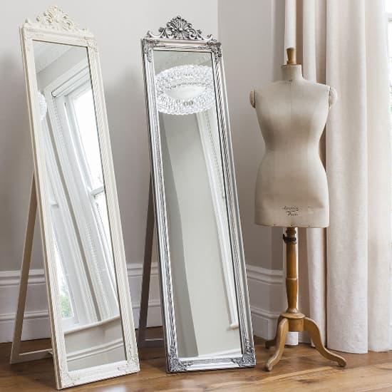 Lembeth Cheval Floor Standing Mirror In White_2