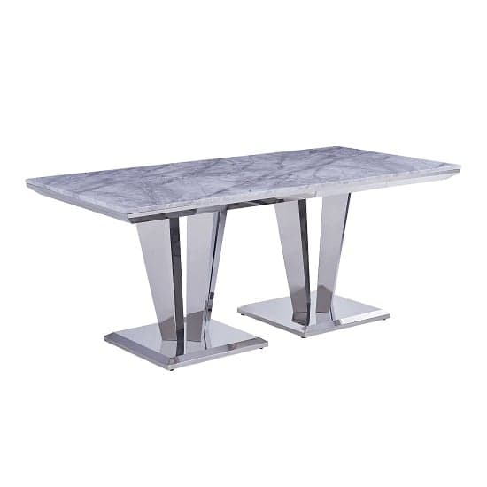 Leming Marble Large Dining Table In Grey With Twin Pedestal_2