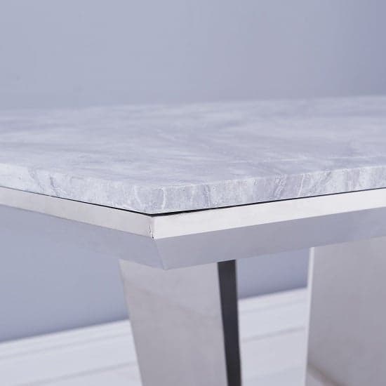 Leming Marble Large Dining Table In Grey With Twin Pedestal_3