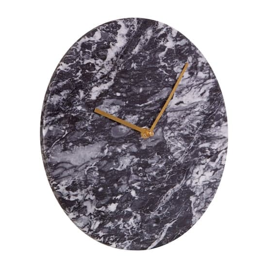 Lemonta Round Marble Wall Clock In Black_2