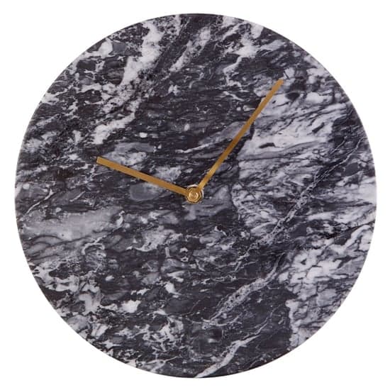 Lemonta Round Marble Wall Clock In Black_1