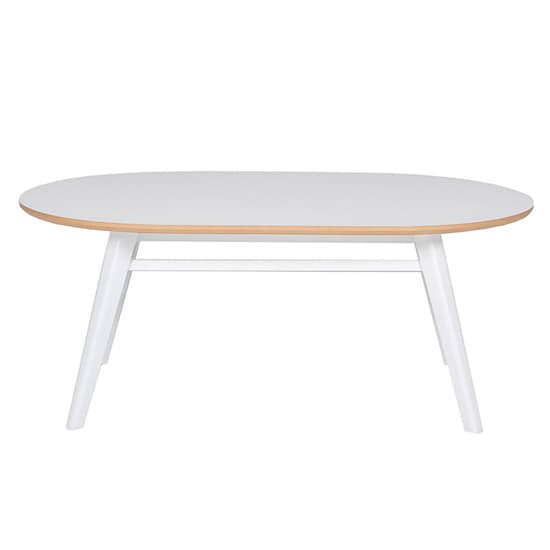 Lenci Wooden Coffee Table Oval With White Top And White Legs