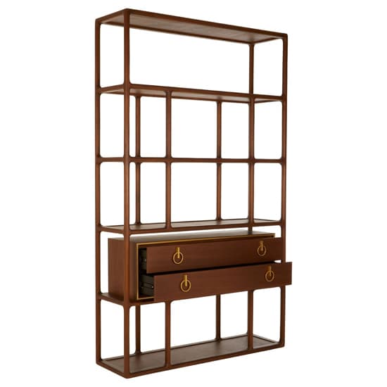 Leno Wooden Book Shelving Unit In Walnut And Brass_2