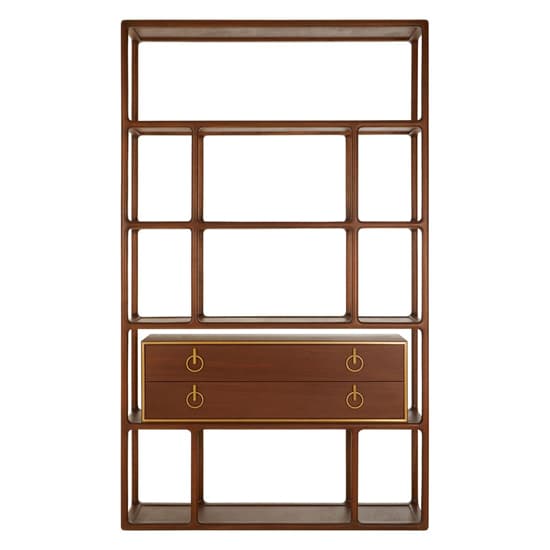 Leno Wooden Book Shelving Unit In Walnut And Brass_3
