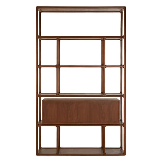 Leno Wooden Book Shelving Unit In Walnut And Brass_5