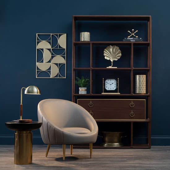 Leno Wooden Book Shelving Unit In Walnut And Brass_6