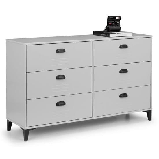 Laasya Wooden Chest Of Drawers In Grey With 6 Drawers_2
