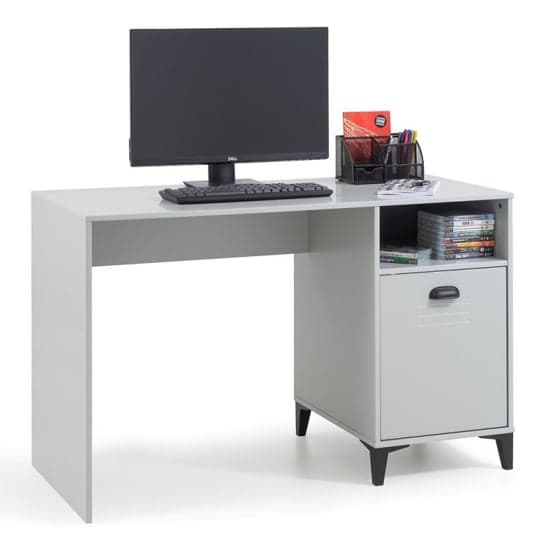Laasya Wooden Computer Desk In Grey With 1 Door_2