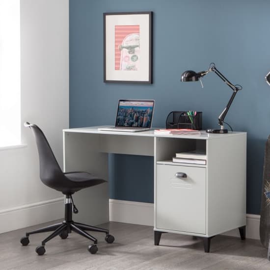 Laasya Wooden Computer Desk In Grey With 1 Door_6