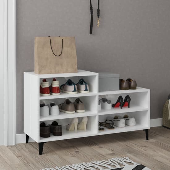 Lenoir High Gloss Shoe Storage Rack With 5 Shelves In White_1