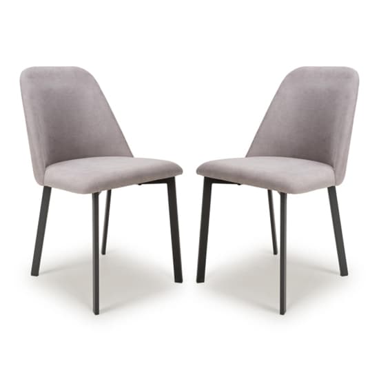 Lenoir Light Grey Linen Effect Fabric Dining Chairs In Pair_1