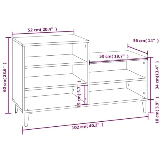 Lenoir Wooden Shoe Storage Rack With 5 Shelves In Brown Oak_6