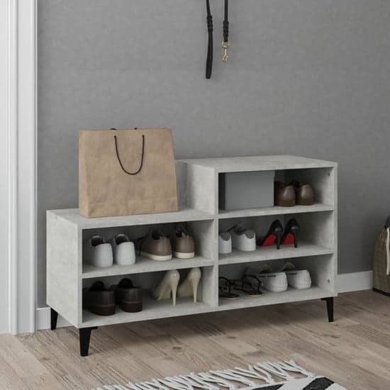 Lenoir Wooden Shoe Storage Rack With 5 Shelves In Concrete Effect_2