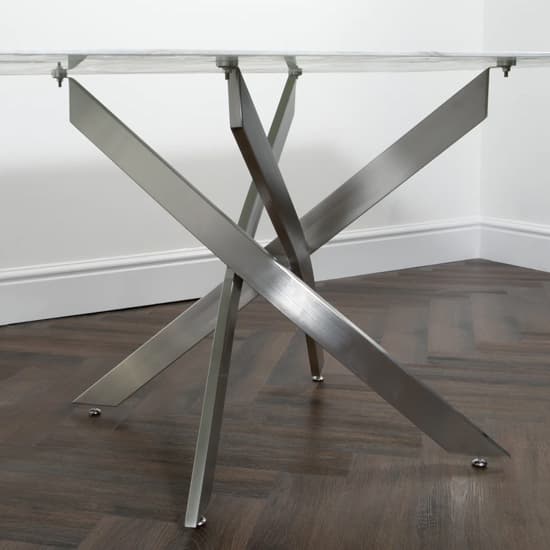 Lenox Marble Glass Dining Table Rectangular With Silver Legs_4