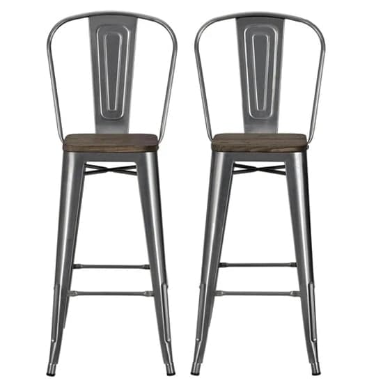 Lenox Wooden Bar Chairs With Copper Gun Frame In Pair_2