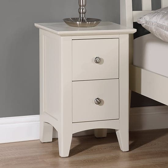 Lenox Wooden Bedside Cabinet Small With 2 Drawers In Ivory_1