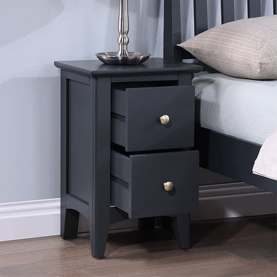 Lenox Wooden Bedside Cabinet Small With 2 Drawers In Off Black_2