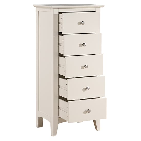 Lenox Wooden Chest Of 5 Drawers Narrow In Ivory_3