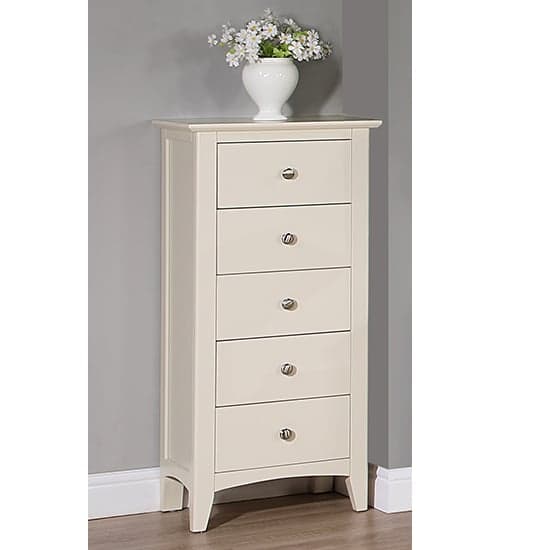 Lenox Wooden Chest Of 5 Drawers Narrow In Ivory_1