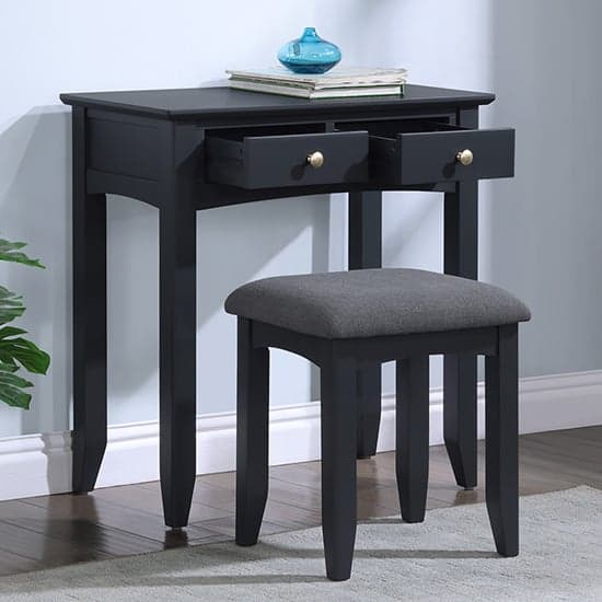 Lenox Wooden Dressing Table With Stool In Off Black_2