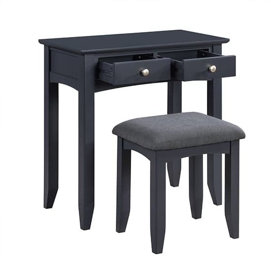 Lenox Wooden Dressing Table With Stool In Off Black_4