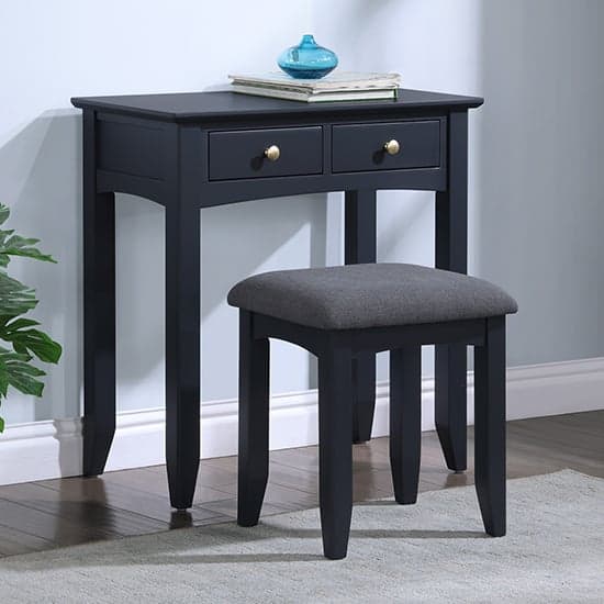 Lenox Wooden Dressing Table With Stool In Off Black_1